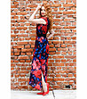 Многоцветна рокля от френски дизайнерски шифон с подплата-2 снимка