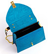 Елегантна дамска чанта в син нюанс от естествена кожа с верижка-2 снимка