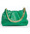 Дамска чанта от естествена кожа в зелен нюанс с верижка Lyssa-0 снимка