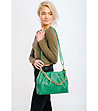 Дамска чанта от естествена кожа в зелен нюанс с верижка Lyssa-4 снимка