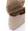 Бежова дамска кожена чанта със златисти детайли Lisette-3 снимка
