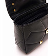Черна дамска кожена чанта със златисти детайли Lisette-4 снимка