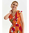 Оранжева рокля с флорален принт Ziza-2 снимка
