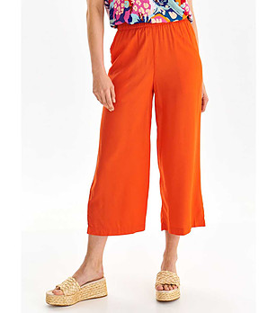 Разкроен дамски панталон в оранжев цвят Minelli снимка