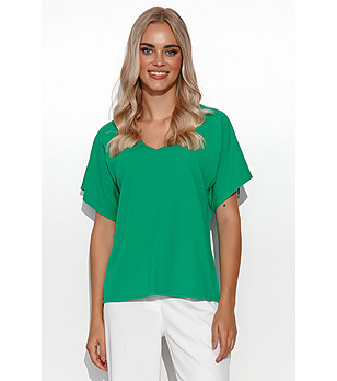 Дамска памучна блуза в зелен нюанс Velina снимка