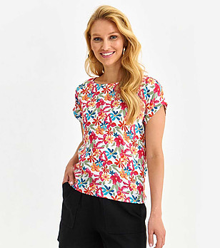 Многоцветна дамска блуза с флорален принт Zaira снимка