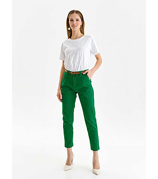 Зелен дамски памучен панталон Denia снимка
