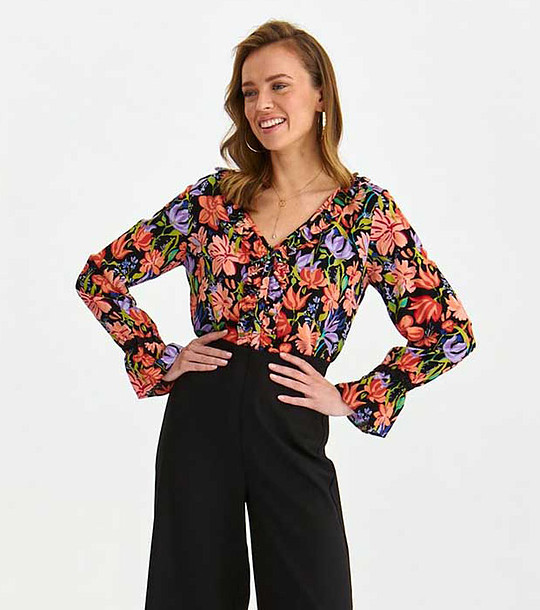Многоцветна дамска риза с флорален принт Netta снимка