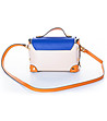 Дамска кожена чанта в бежово, синьо и оранжево Nevona-2 снимка