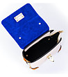Дамска кожена чанта в бежово, синьо и оранжево Nevona-4 снимка