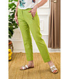 Зелен ленен дамски панталон-0 снимка