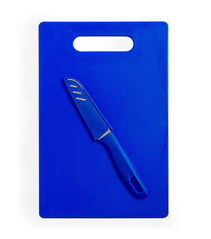 Комплект от дъска и нож за белене в синьо снимка