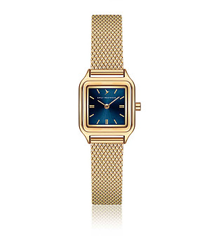Златист дамски часовник със син циферблат Dixi снимка