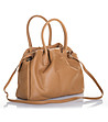 Дамска кожена чанта в цвят камел Ridona-3 снимка