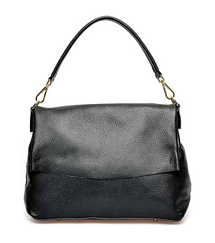 Черна дамска чанта от естествена кожа Teti снимка