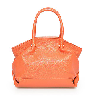 Дамска оранжева чанта от естествена кожа Livena снимка