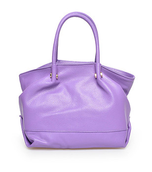 Дамска лилава чанта от естествена кожа Livena снимка
