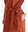 Кафява памучна рокля от английска дантела Amabel-4 снимка