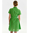 Зелена памучна рокля с колан Amabel-1 снимка