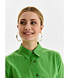 Зелена памучна рокля с колан Amabel-4 снимка