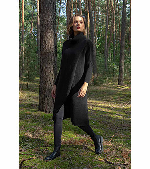 Дамски черен асиметричен блузон Verna снимка