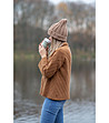 Дамска зимна шапка в цвят камел Emanuela-1 снимка