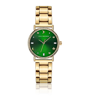 Златист дамски часовник със зелен циферблат Anisela снимка