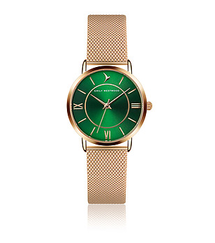 Дамски розовозлатист часовник със зелен циферблат Rikita снимка