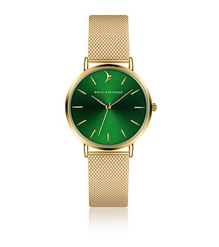 Дамски златист часовник със зелен циферблат Mireille снимка
