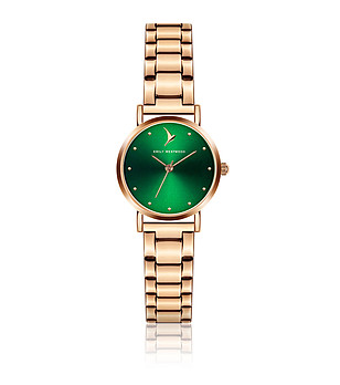 Дамски розовозлатист часовник с циферблат в зелено Alvara снимка