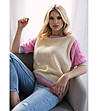 Дамски пуловер в светложълто и розово Alva-0 снимка