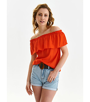 Ефектна дамска блуза в оранжев нюанс Una снимка