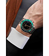 Сребрист мъжки часовник със зелен безел Baden-1 снимка