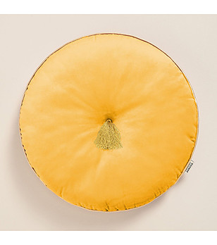 Кръгла декоративна възглавница в жълто Allure 45 см снимка