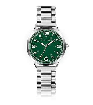 Сребрист мъжки часовник със зелен циферблат  Zam снимка