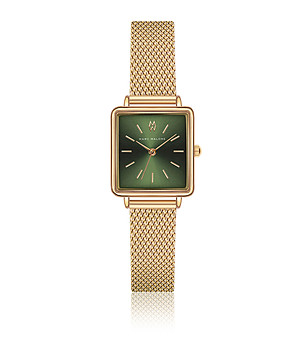 Златист дамски часовник със зелен циферблат Karolen снимка