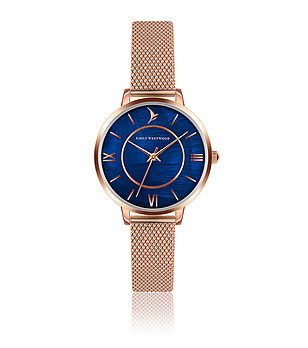 Розовозлатист дамски часовник със син циферблат Mireille снимка