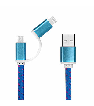2в1 USB кабел за зареждане iPhone Lightning i Micro USB снимка