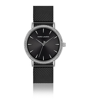 Черен дамски часовник с камъчета Mariazell снимка