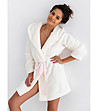 Дамски пухкав халат в екрю Sephora-4 снимка