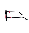 Черни овални слънчеви очила с розови лещи-2 снимка