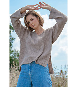 Дамски пуловер в цвят мока Riatta снимка