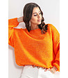Оранжев дамски oversize пуловер Almeria-1 снимка
