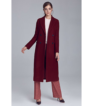 Дамско палто в бордо Salvena снимка
