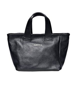 Дамска черна чанта от естествена кожа Caren снимка
