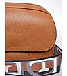 Дамска кожена чанта в цвят коняк с ефектна презрамка Teti-2 снимка
