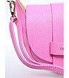 Розова дамска кожена чанта за рамо Dili-2 снимка
