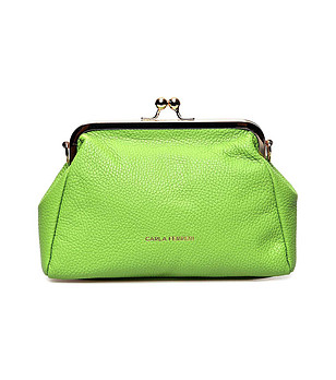 Дамска клъч чанта от естествена кожа в зелено Oliana снимка