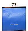 Дамска клъч чанта от естествена кожа в синьо Oliana-2 снимка