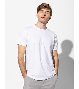 Бяла мъжка памучна тениска снимка